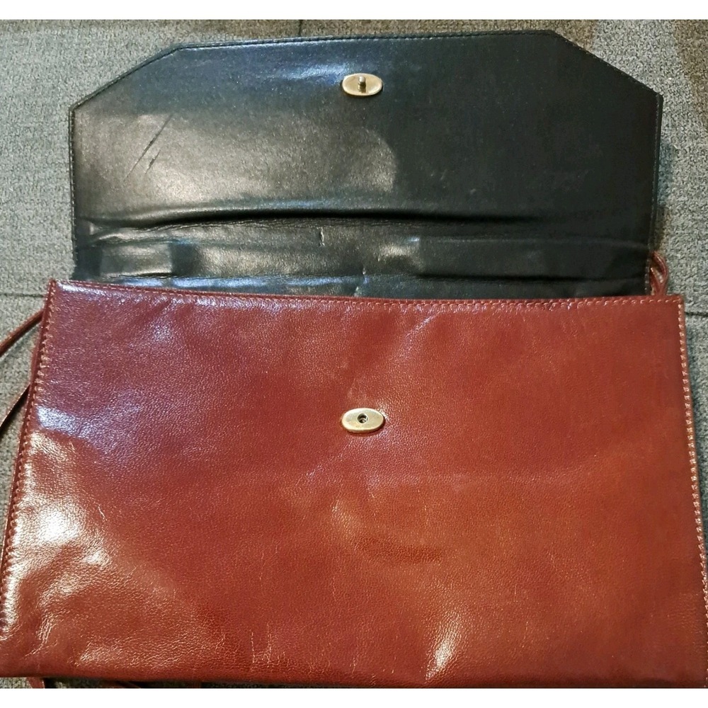 Vtg Garfinckels Cognac Brn Leather Purse Made Canada Appears Unused Buttery Soft - Picture 2 of 8